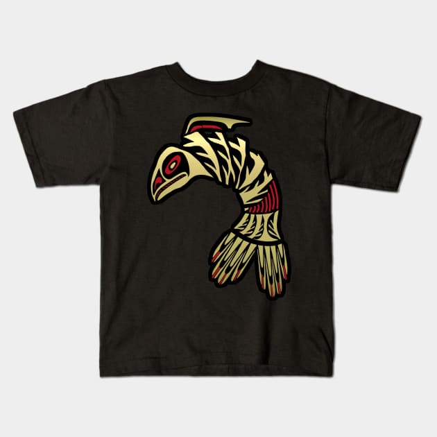 Black and Gold Salmon Icon Kids T-Shirt by PatricianneK